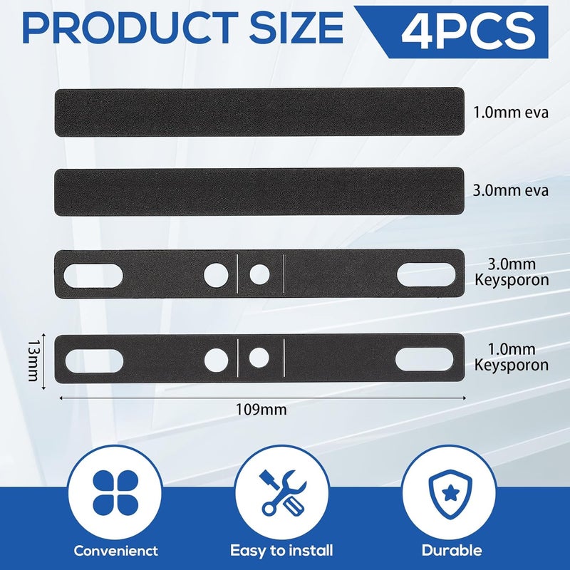 Joyfolk Keyboard Spacebar Foam, 4 Pcs Space Bar Keyboard Foam Silencer Pad Sound Dampeners Keyboards Silencer Sheet Foams and EVA Foams Pad for 6.25u Mechanical Keyboards Space Bar, 2mm and 3mm - Image 2